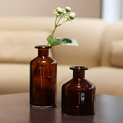Miniatura 8 de 8 jarrones de vidrio ámbar para flores, mini jarrones de flores a granel, pequeños jarrones para centros de mesa para decoración de otoño, bodas