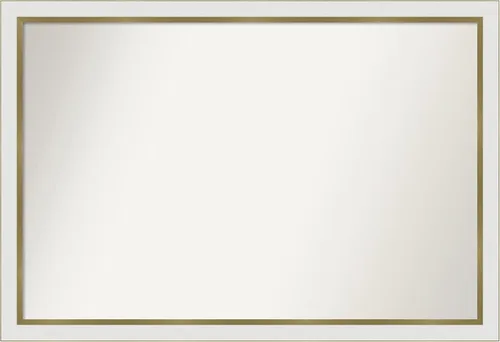 Miniatura 207 de Amanti Art Espejo de baño blanco para sobre el fregadero, 30 x 35 pulgadas, espejo de tocador rectangular estrecho de Eva de oro blanco, marco