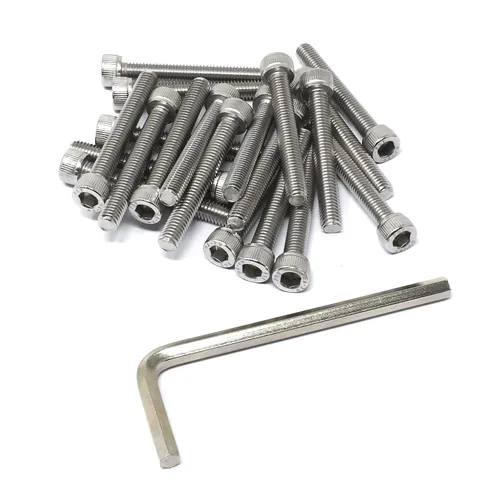 Miniatura 63 de iexcell 25 piezas M4 x 60/65/70/75/3.150 in paso de rosca 0.028 in acero inoxidable 304 cabeza hexagonal Tornillos Tornillos surtido Kit