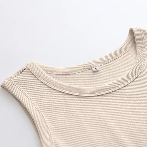 Miniatura 3 de ANRABESS Camiseta sin mangas de cuello alto para mujer, a la moda, casual, básica, ajustada, acanalada, espalda cruzada