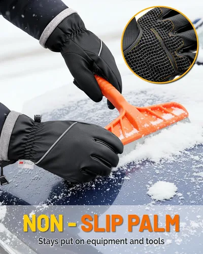 Miniatura 6 de Guantes de invierno para hombres y mujeres, impermeables, cálidos, guantes de esquí para clima frío, resistentes al viento, guantes de pantalla