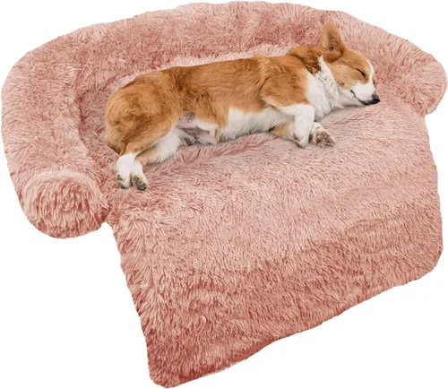 Miniatura 37 de Cama calmante para perro, tapete de felpa esponjoso para perros con protector de muebles con funda extraíble lavable para perros y gatos grandes