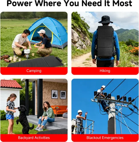 Miniatura 7 de Soshine Cargador de panel solar de 30 W, panel solar plegable portátil con 3 puertos USB (USB-A QC3.0 y 2 USB-C), impermeable IP67 para senderismo
