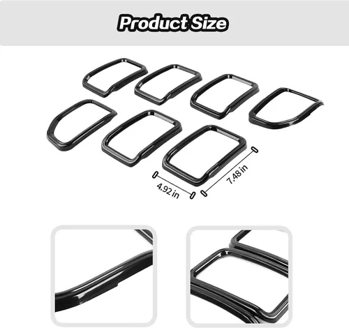 Miniatura 4 de 7 piezas de insertos de parrilla accesorios de rejilla para Jeep Grand Cherokee 2021+ (negro)