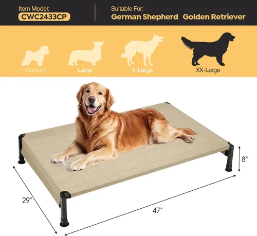 Miniatura 4 de Veehoo CWC2433 - Cama fresca para perros para exteriores, cama elevada para mascotas con malla Teslin lavable y transpirable, pies de silicona