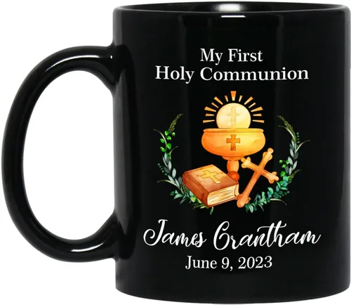 Miniatura 9 de Personalized Baptism Coffee Mug Gift With Baby Name & Date Baptized, Customized Baby Baptism Christening Black Ceramic Mug Gift For Dad Mom