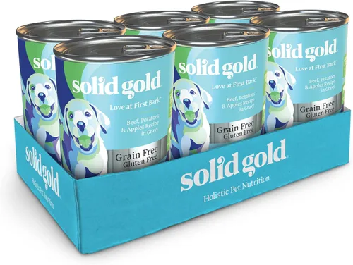 Miniatura 13 de Solid Gold Alimento húmedo para perros con alto contenido de proteínas, ladrando en la luna, sin granos con carne de res real, lata de 6