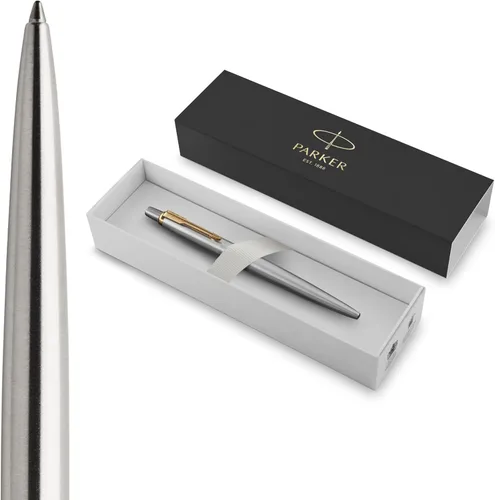 Parker Jotter Bolígrafo de acero inoxidable CT bolígrafo, con caja de regalo, dorado, (Steel and Gold)