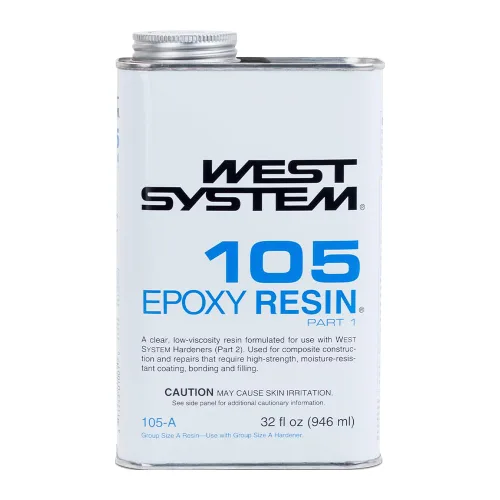 Miniatura 2 de West System Paquete de resina epoxi 105A (32 fl oz) con endurecedor epoxi lento 206A (7 onzas líquidas). También incluye una resina y una bomba