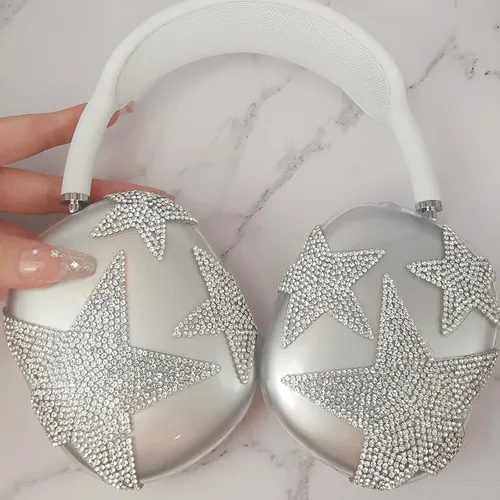 Miniatura 51 de MORWLAT Funda para AirPods Max con Diamantes de Imitación Brillantes Estrellas, Fundas Suaves Bonitas Transparentes y Brillantes para Mujeres