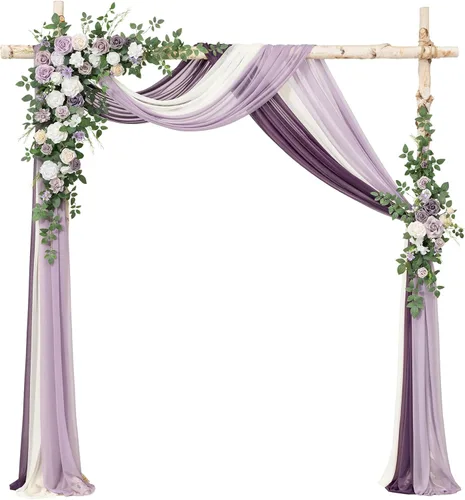 Miniatura 8 de Ling's moment Kit de flores de arco de boda con cortinas transparentes, arreglos florales artificiales de primavera de rosas verdes para telón