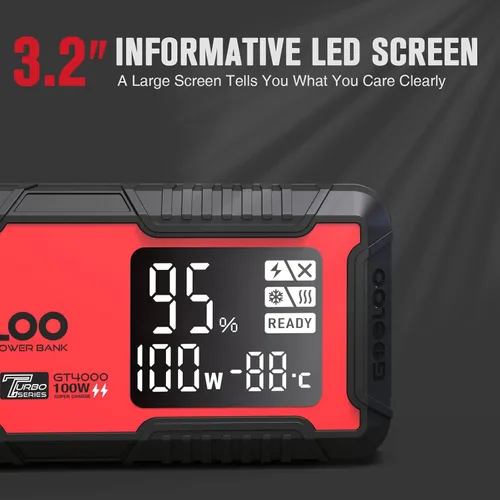 Miniatura 6 de GOOLOO GT4000 Arrancador de Automóvil 4000A 100W de Carga Rápida 12V Paquete de Batería Portátil SuperSeguro con Tecnología de Precalentamiento a