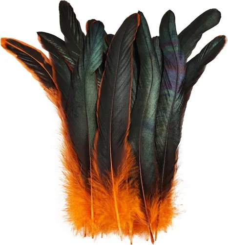 Miniatura 9 de Plumas de cola de gallo azul aguamarina, 100 plumas de cola de gallo de 8 a 10 pulgadas de largo, a granel para capa de chal de plumas, costura