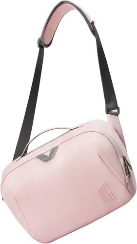 Bolsa para cámara BAGSMART DSLR, estuche impermeable para cámara con bandolera acolchada, bolsa antirrobo, color rosa