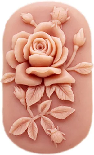 Molde de jabón de silicona para hacer jabón, manualidades, manualidades, hecho a mano, chocolate, caramelo, pastel, rosa, flor ovalada (14447)
