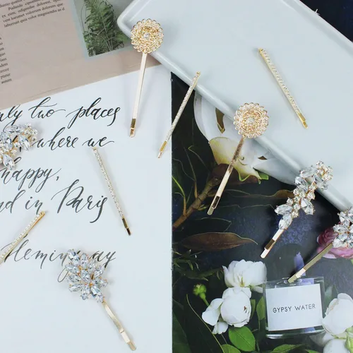 Miniatura 6 de 10 pinzas para el cabello con diamantes de imitación, horquillas decorativas con diamantes de imitación para bodas, pinzas de girasol con plumas