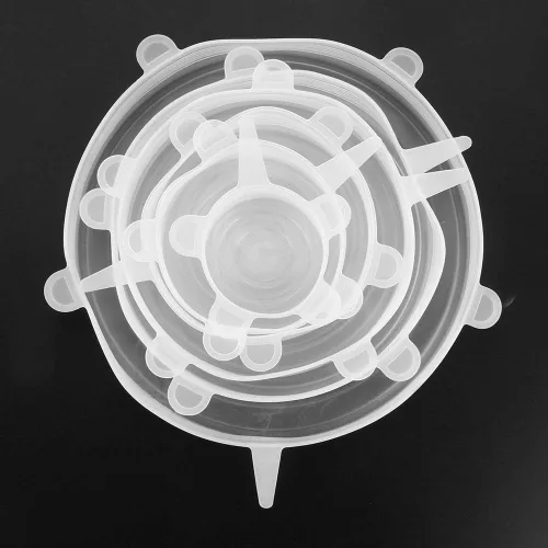 Miniatura 2 de Tapas elásticas de silicona, 6 unidades, transparentes, reutilizables, duraderas y expandibles, de silicona, para tazón, para tazón, película