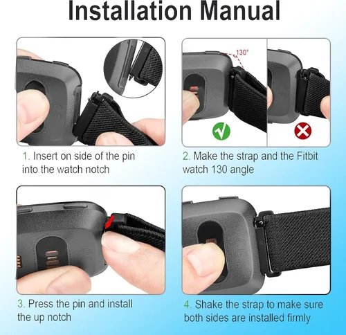 Miniatura 4 de Paquete de 2 bandas elásticas compatibles con Fitbit Versa 2 para mujeres y hombres, correa de repuesto de nailon suave ajustable transpirable
