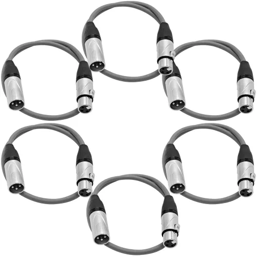 Miniatura 9 de Seismic Audio SAXLX-2Brown-Paquete de 6 cables de conexión XLR de 2 pies marrones - Cables de micrófono - Cables XLR macho a hembra - 2 pies
