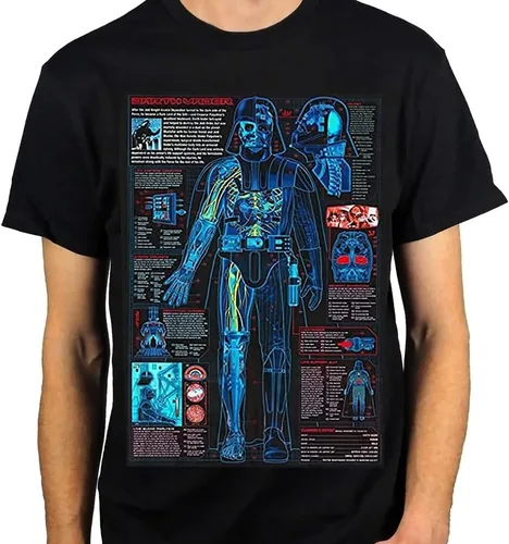 Miniatura 2 de STAR WARS Darth Vader Blueprint Schematic Design - Camiseta para hombre, diseño gráfico, color negro