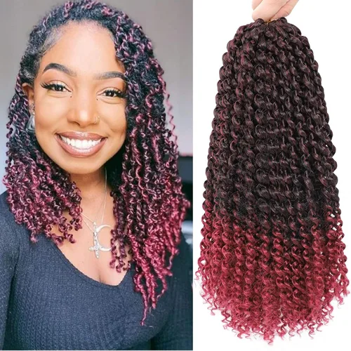 Miniatura 54 de Cabello Passion Twist de 24 pulgadas, 8 paquetes de cabello Passion Twist de ganchillo para mujeres, cabello trenzado Passion Twists largo bohemio