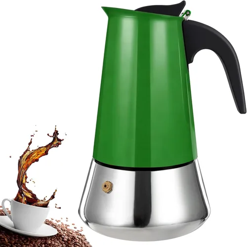 Miniatura 14 de olla de 6 tazas para preparar espresso en la estufa, cafetera moka de acero inoxidable, percolador para estufa, cafetera italiana, capaz de preparar