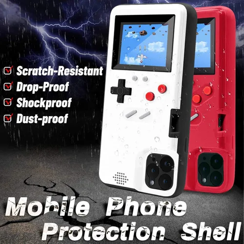 Miniatura 4 de Funda de consola de juegos para iPhone, funda protectora retro autoalimentada con 36 juegos pequeños, pantalla a todo color, funda de videojuegos