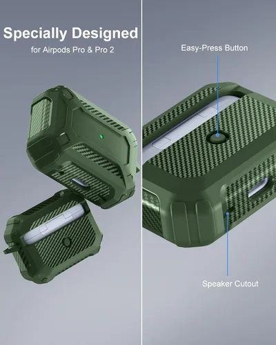 Miniatura 7 de Lerobo Funda para AirPods Pro 2 con Kit de Limpieza, Funda Protectora Rígida Compatible con Apple AirPods Pro de 2ª/1ª Generación con Llavero, Verde