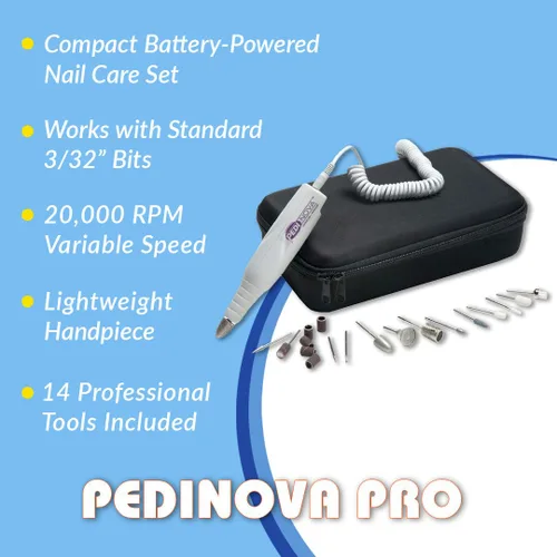 Miniatura 2 de Medicool Máquina de lima de uñas Pedinova Pro para manicura y pedicura con estuche de viaje y kit de brocas + paquete de viaje PedinovaPro+TravelHP