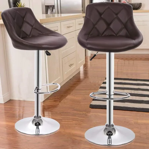 Miniatura 12 de Dkeli Taburetes de bar de altura de mostrador, juego de 2 sillas de bar ajustables de cuero para cocina, sala de estar, pub, taburete giratorio
