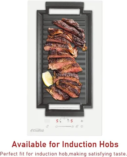 Miniatura 4 de Sartén para plancha, placa caliente de hierro fundido, parrilla rectangular, 2 asas con superficie acanalada para cocina eléctrica de inducción, 16
