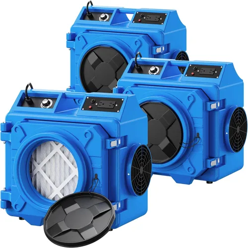 Miniatura 14 de Depurador de aire con filtración de 3 etapas, máquina de aire negativo apilable de 550 CFM para uso industrial y comercial, limpiador de aire Azul