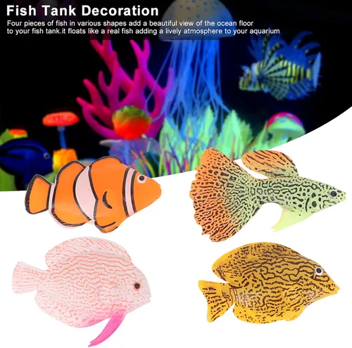 Miniatura 4 de GLOGLOW Peces luminosos, peces artificiales - 4 piezas para oficina, hogar, jardín acuario