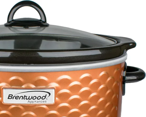 Miniatura 4 de Brentwood SC-140C - Olla de cocción lenta de 4.5 cuartos de galón, cobre, 3 ajustes de calor (bajo, alto, cálido), olla de cerámica, tapa de vidrio