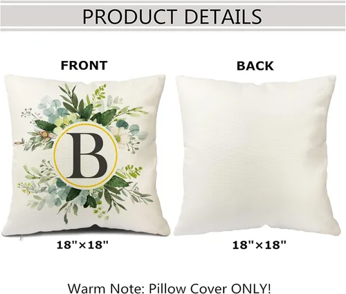 Miniatura 2 de Snycler Fundas de Almohada Decorativas con Monograma Letra B Floral 18x18 Pulgadas, Almohadas Decorativas de Primavera con Vegetación, Fundas