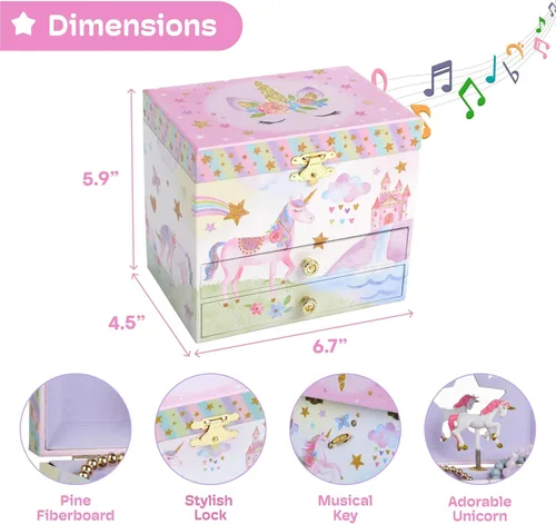 Miniatura 3 de JewelKeeper - Joyero musical grande con 2 cajones