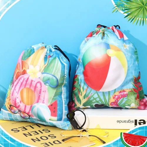 Miniatura 4 de Kacctyen 12 bolsas con cordón para piscina, playa, mochila con cordón de verano, bolsa de cumpleaños, decoración de fiesta de piscina (clásica)