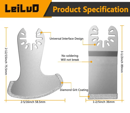 Miniatura 6 de LEILUO - Juego de 3 cuchillas de carburo de 80MM para multiherramienta, universal, para quitar lechada, accesorios para herramienta oscilante