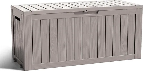 Miniatura 18 de ROJIK - Caja de almacenamiento para exteriores, impermeable, para patio y piscina, herramientas de jardín y cojines, banco con tapa con cerradura