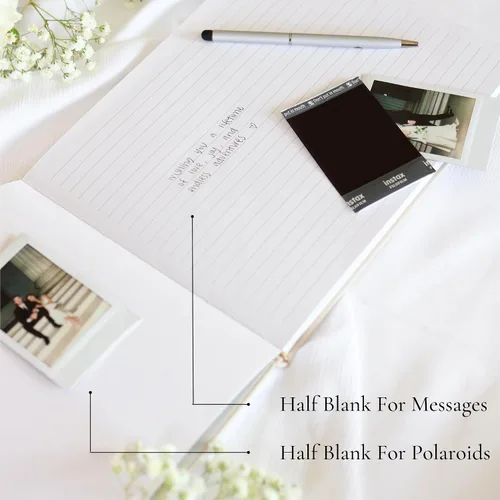 Miniatura 3 de Libro de invitados de boda personalizado 2026 año – Libro de visitas de fotos de lino para firmar en la recepción – Incluye esquinas de fotos