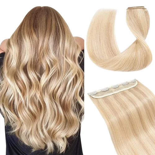 Miniatura 14 de Extensiones de cabello con clip, cabello humano Remy, extensiones de cabello largo lacio de una pieza con 5 clips, con gancho para colgar