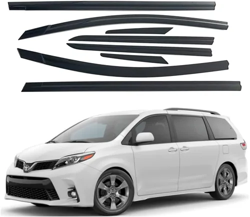 AUTOCLOVER - Juego de 8 protectores de lluvia con cinta adhesiva para Toyota Sienna 2011 2012 2013 2014 2015 2016 2017 2018 2019 2020 / deflectores