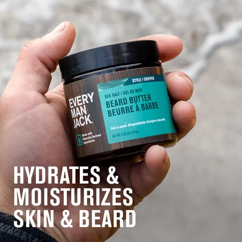 Miniatura 4 de Every Man Jack Mantequilla para barba, fragancia sutil de sal marina, hidrata y estiliza las barbas rebeldes mientras alivia la picazón, derivada