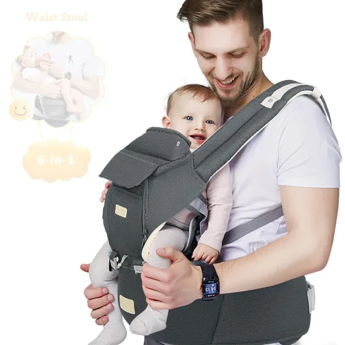 Miniatura 10 de FRUITEAM Portabebés de recién nacido a niño pequeño, taburete de cintura certificado de seguridad con asiento de cadera, portabebés ergonómico 6