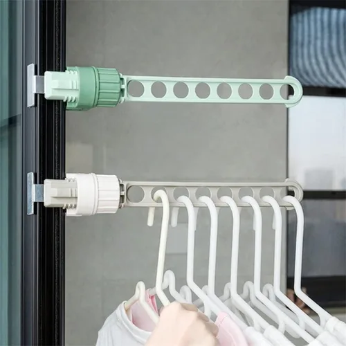 Miniatura 3 de 8-Hole Clothes Drying Rack Portable Foldable Indoor Balcony Window Frame Storage Rack Clothes Drying Rack(Gray)