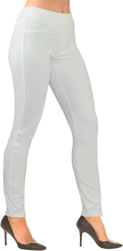 Miniatura 3 de SAGE Pantalón de pierna cónica para mujer con mezclilla blanca lavada enzima y bolsillos traseros funcionales