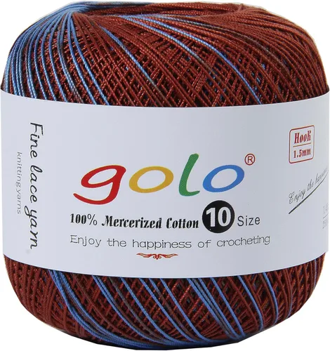 Miniatura 121 de Golo - Bolas de hilo para crochet de algodón tamaño 10, color algodón para crochet D-Fresa D078-fresa