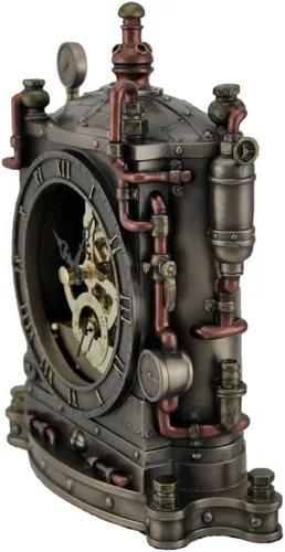 Miniatura 2 de Veronese Design Reloj de repisa de resina The Grand Machine estilo steampunk con acabado de bronce de 6.5 x 7.75 x 2.25 pulgadas