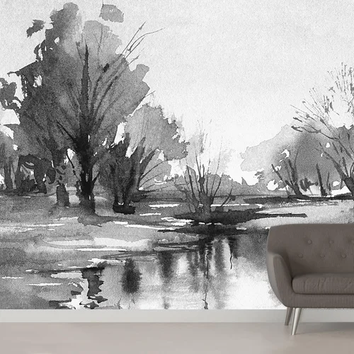 Miniatura 23 de SIGNWIN Adhesivo mural removible para pared, acuarela, pastel, tormenta, nube, lago, pantano, naturaleza, desierto, bellas artes, duotono, paisaje