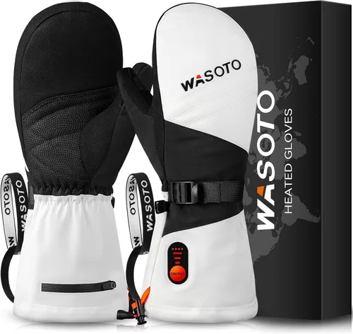 Heated Mittens Gloves for Women Men 7.4V Battery 22.2Wh Electric Rechargeable Waterproof Ski Gloves for Winter Outdoor Work Skiing Snowboarding